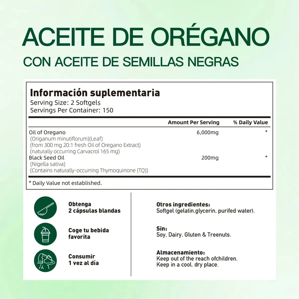300cápsulas Con Aceite De Semilla Negra Aceite De Orégano