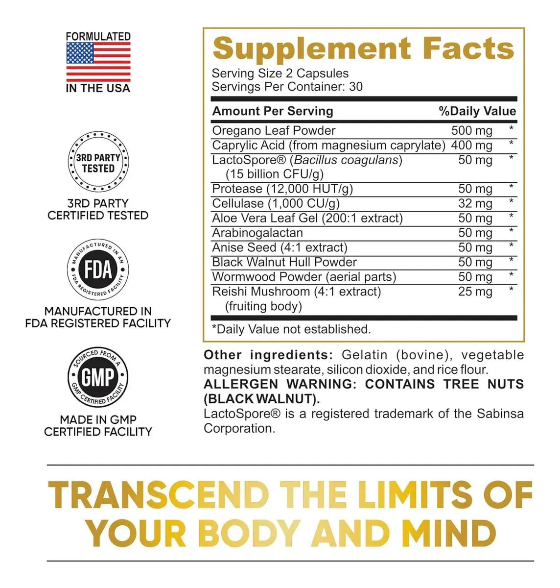 Pure Peak Candida Cleanse - Gut & Colon Support 60 Cápsulas