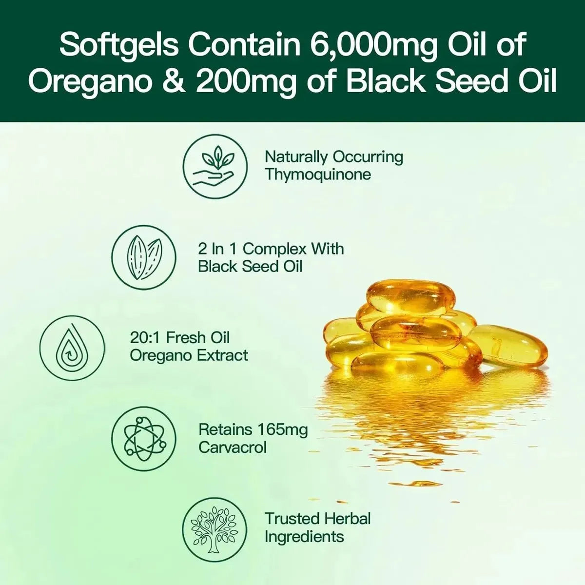 300cápsulas Con Aceite De Semilla Negra Aceite De Orégano