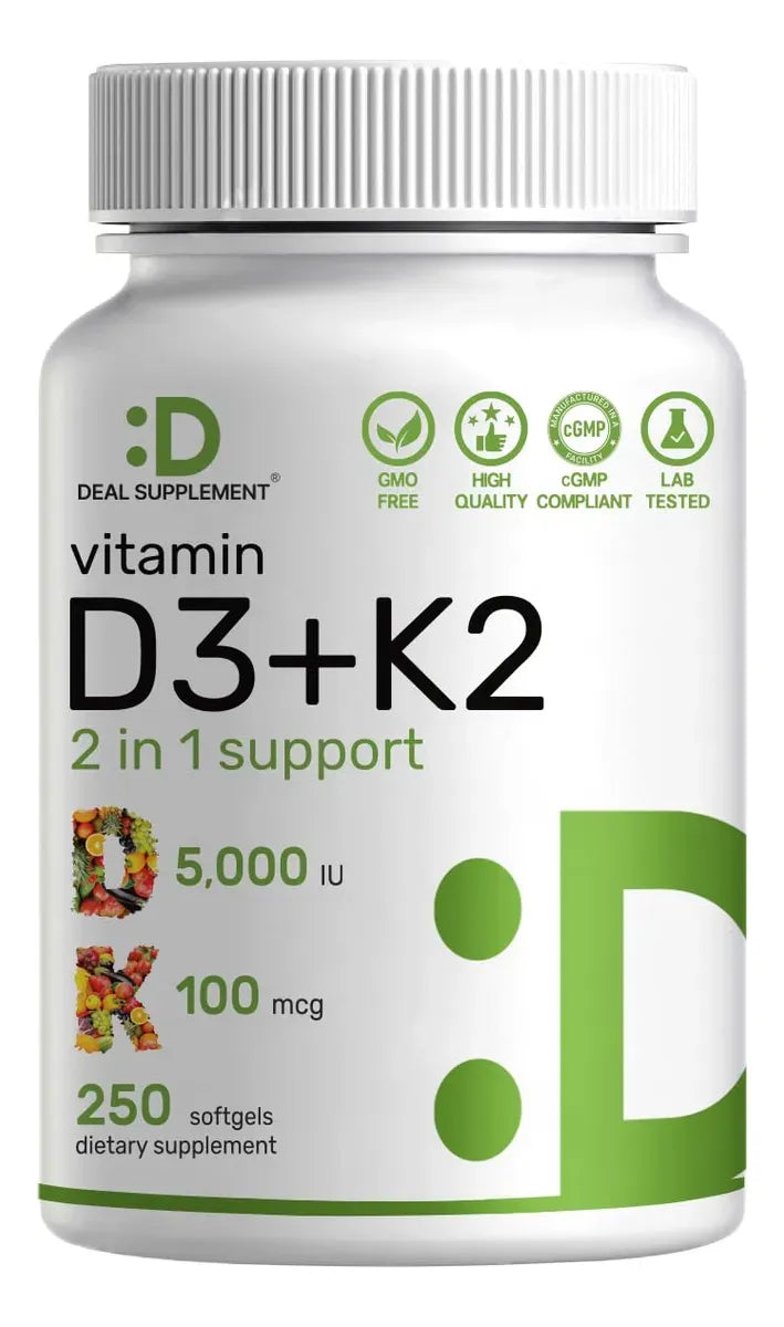 Supplement Vitamina D3 5000 Iu + K2 100 Mcg 250 Cápsulas