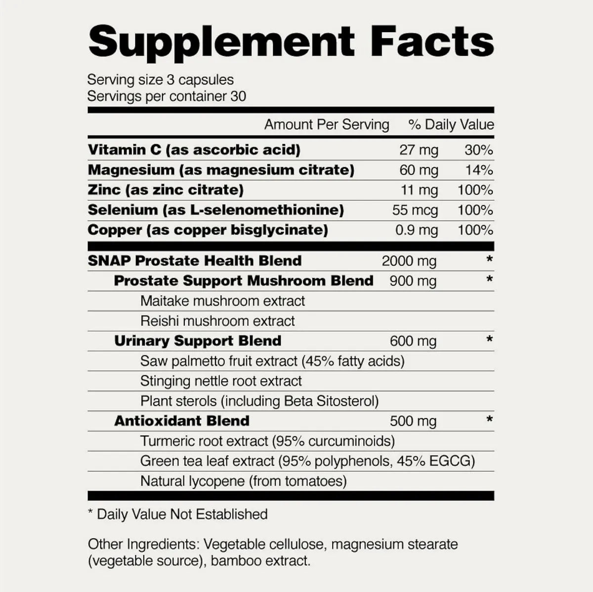 Snap Supplements Prostate Health 90 Capsulas Sin Sabor
